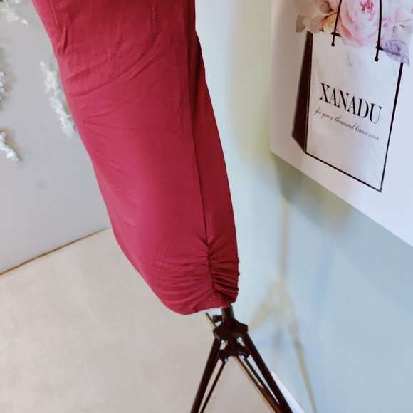 Draped Cowl Neck, Sleeveless, Lace inset back panel, Hip sides ruched blouse - Picture 3 of 7